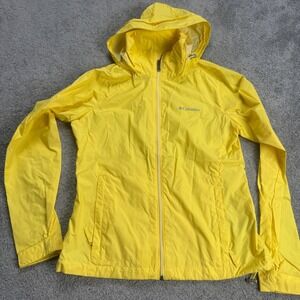Columbia Women's medium Yellow Switchback III Full Zip Hooded Jacket Rain Light